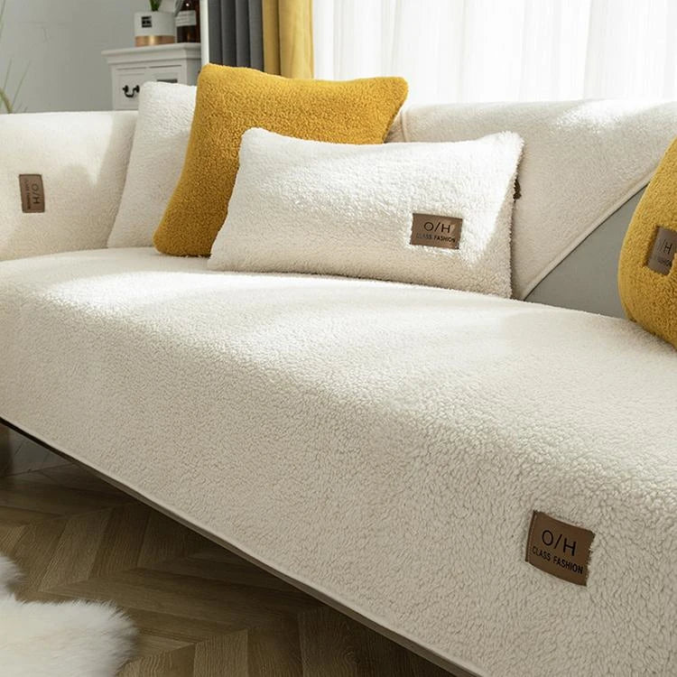 White Faux Sherpa couch cover variant