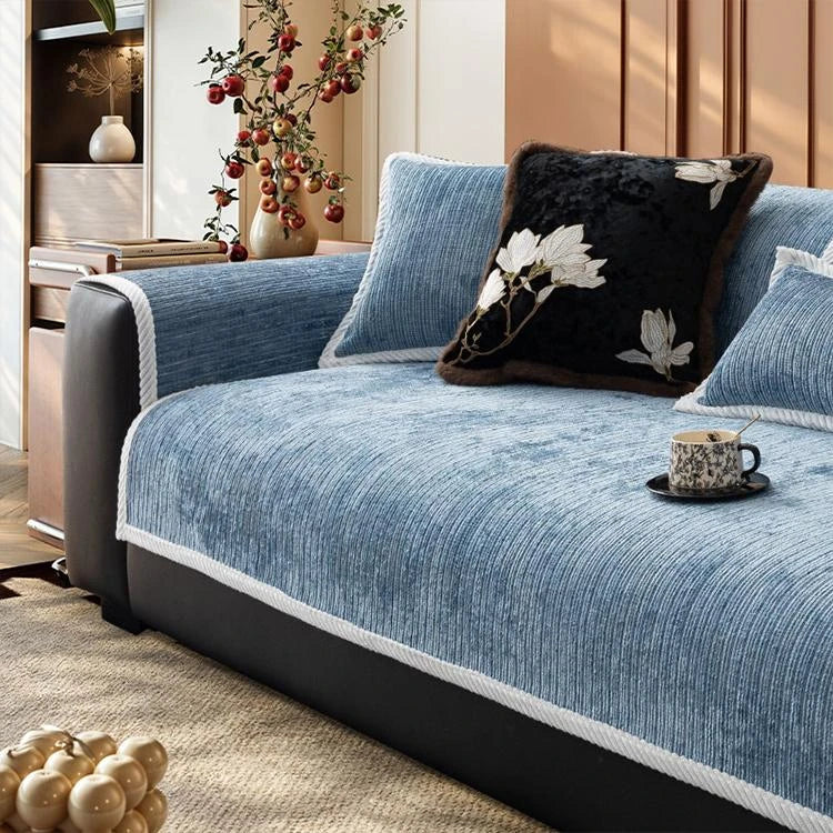Blue Chenille couch cover variant