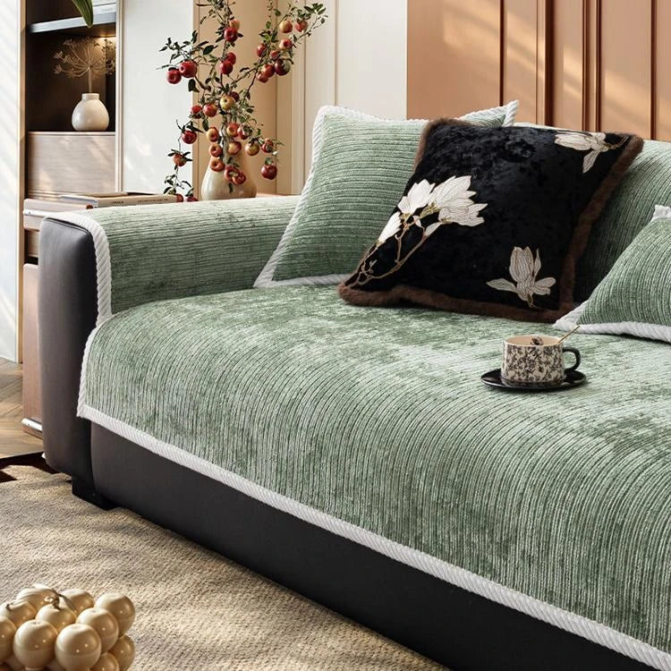 Green Chenille couch cover variant