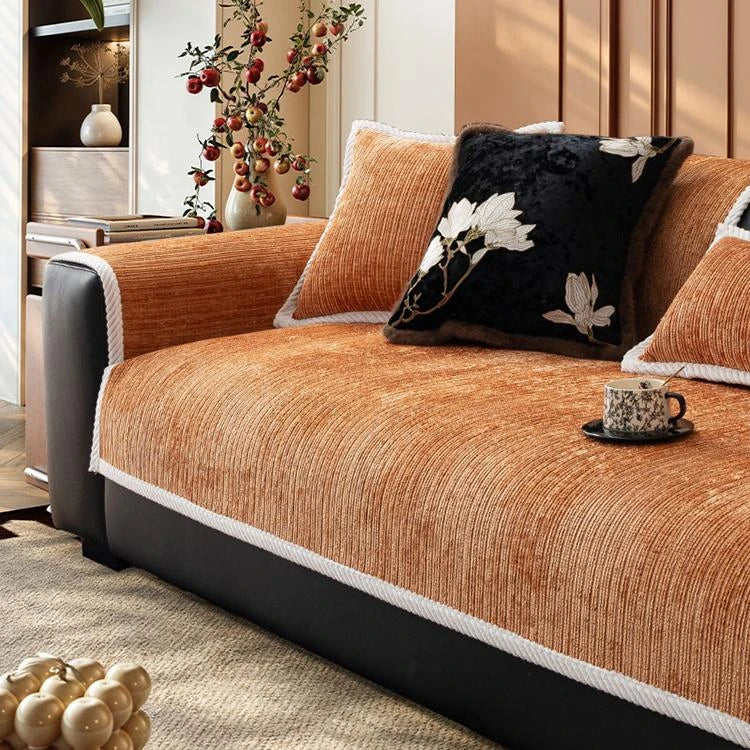 Orange Chenille couch cover variant