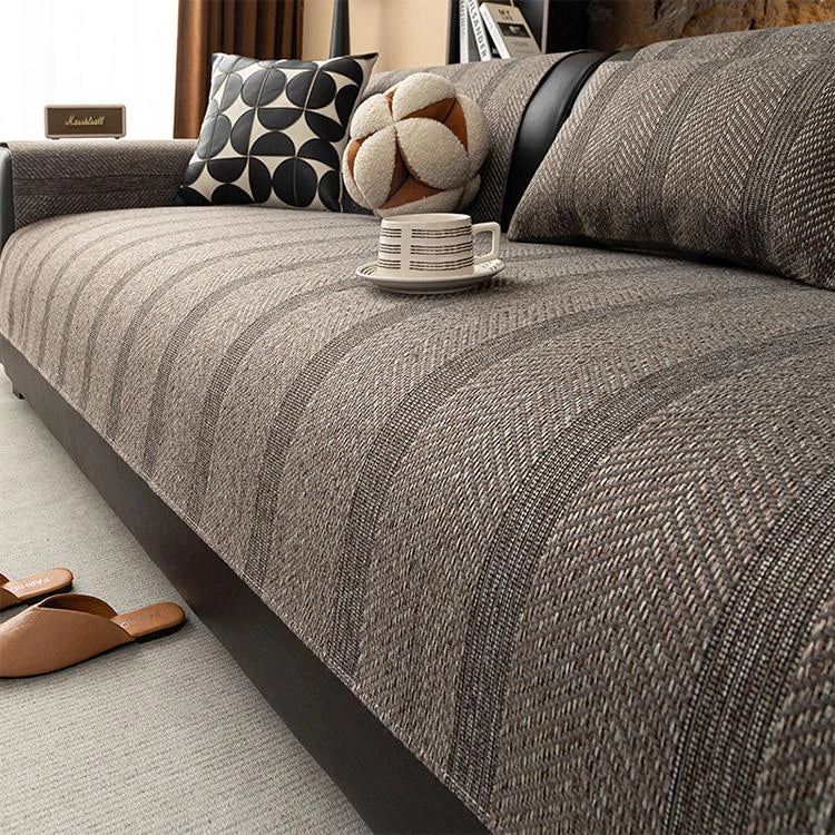 Dark gray Faux Linen couch cover variant