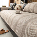 Khaki Faux Linen couch cover variant