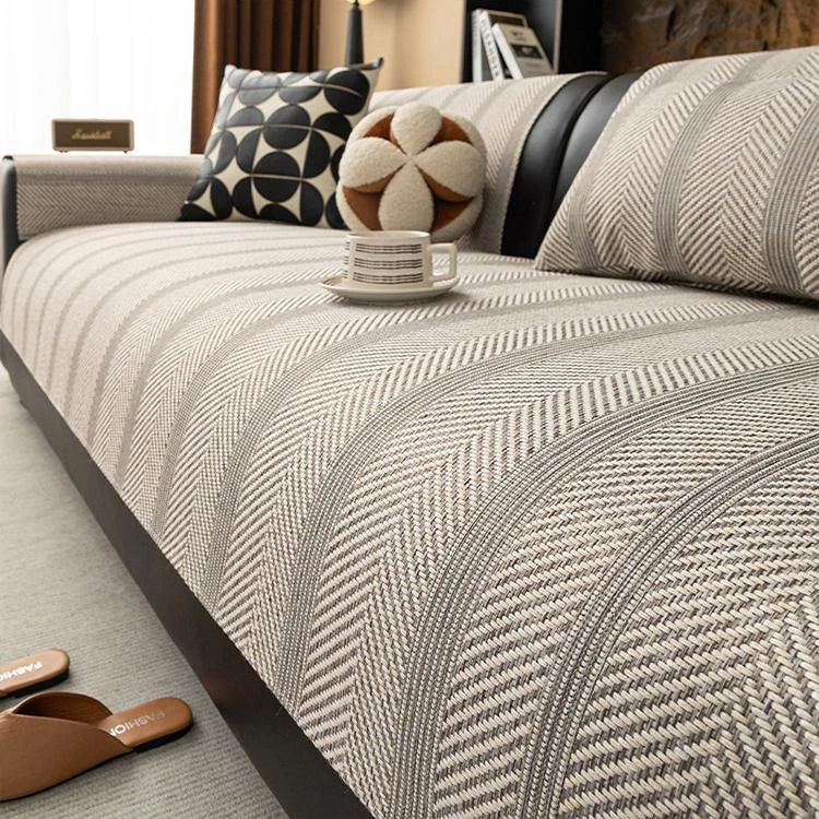 Light gray Faux Linen couch cover variant