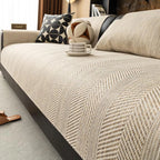 White Faux Linen couch cover variant