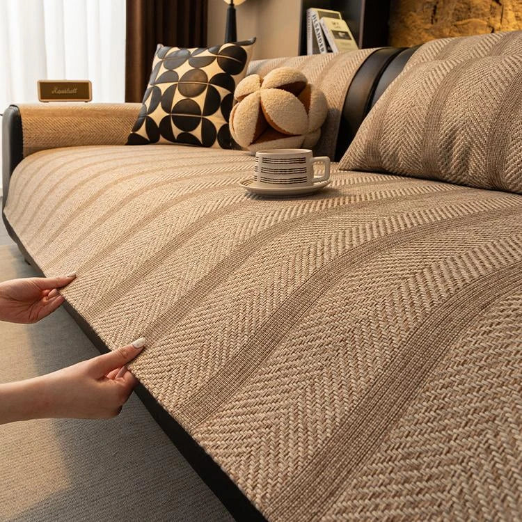 Faux Linen couch cover product view 1