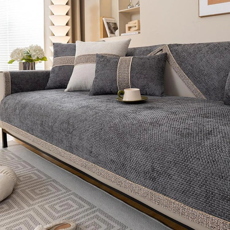 Dark gray Chenille couch cover variant