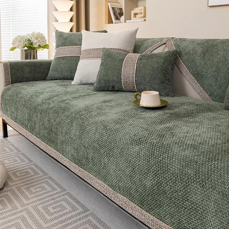 Green Chenille couch cover variant