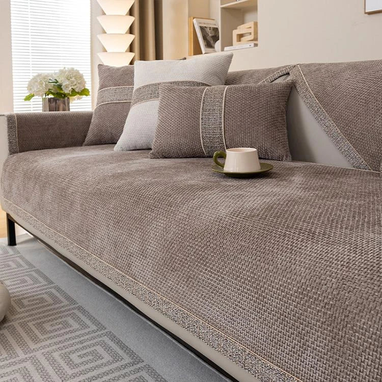 Light gray Chenille couch cover variant