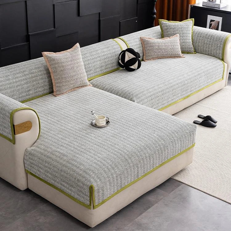Green Chenille couch cover variant