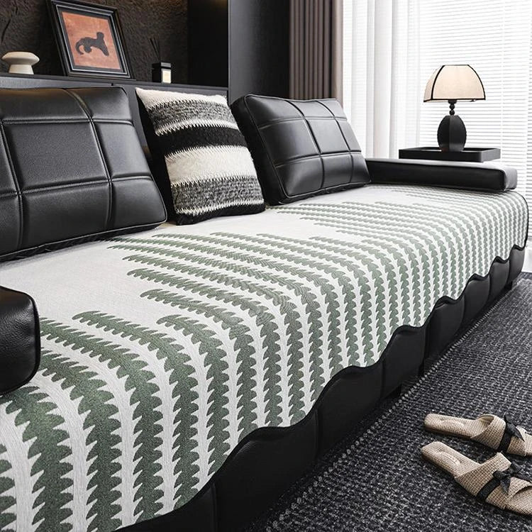 Green Chenille couch cover variant