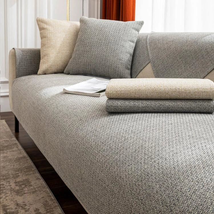 Faux Linen Non-Slip Sectional Couch Cover for Pets gsft-9046 Secondary image
