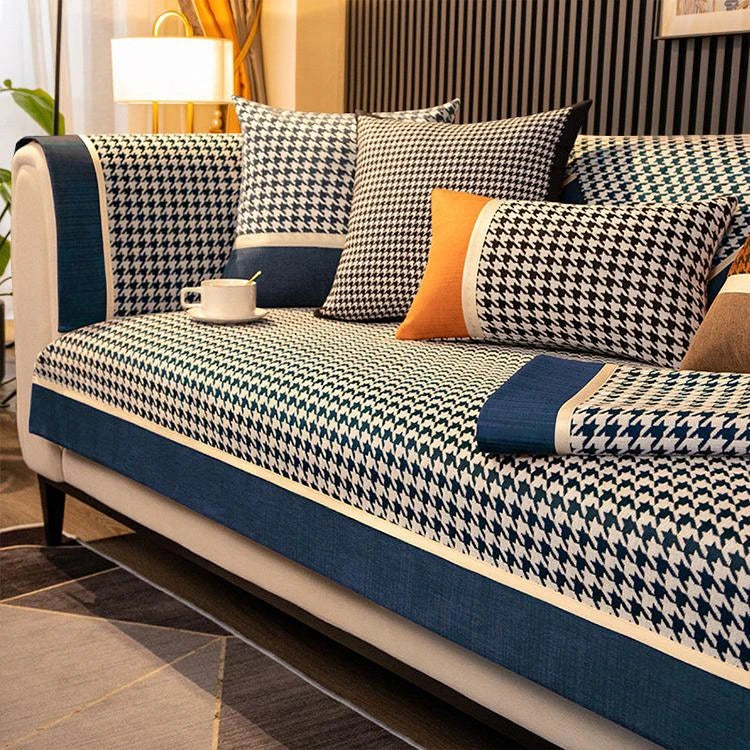 Blue Chenille couch cover variant