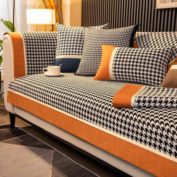 Orange Chenille couch cover variant