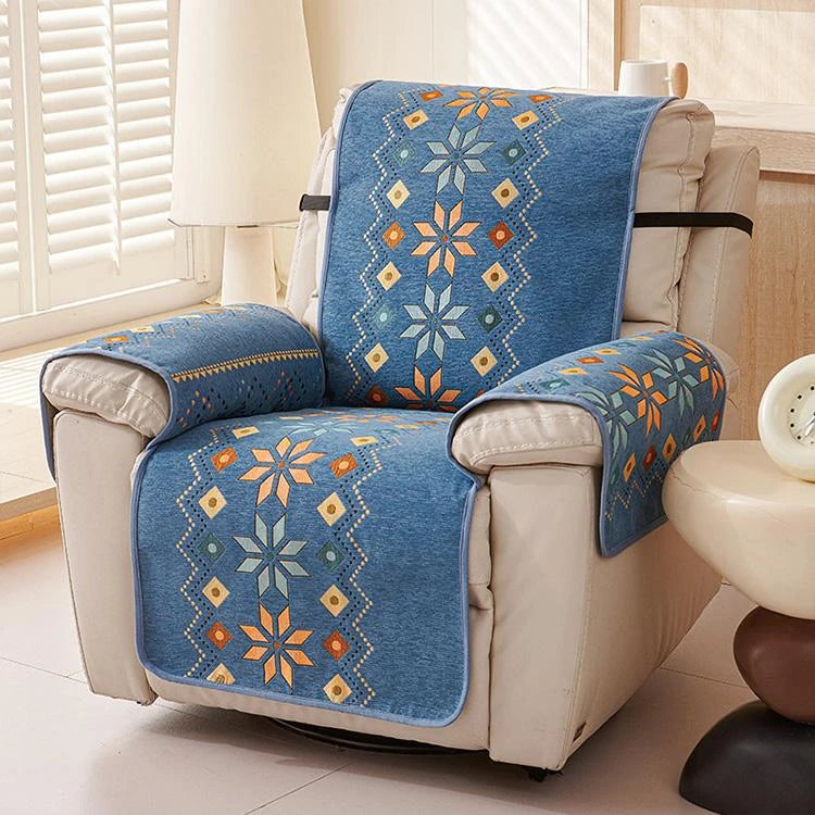 Blue Chenille couch cover variant