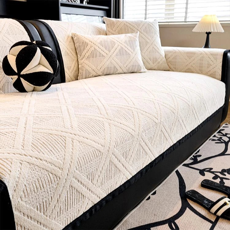 Beige Chenille couch cover variant