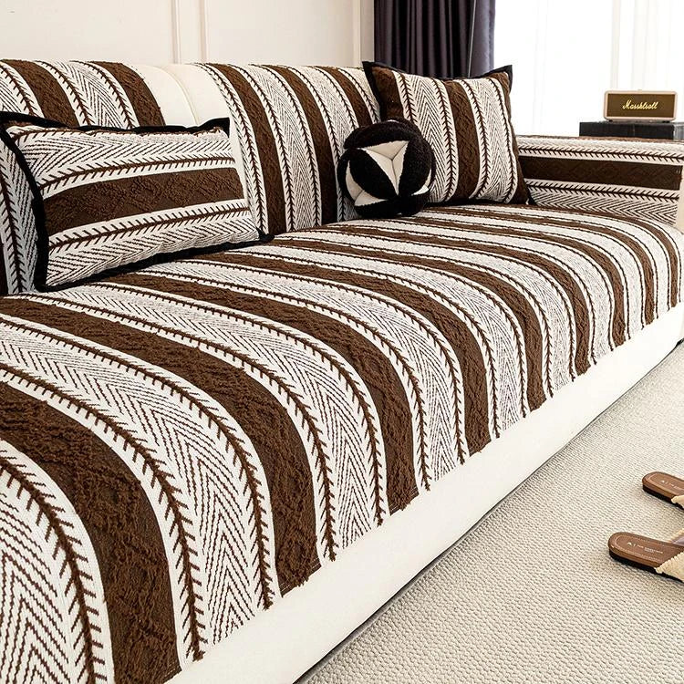 Dark brown Chenille couch cover variant