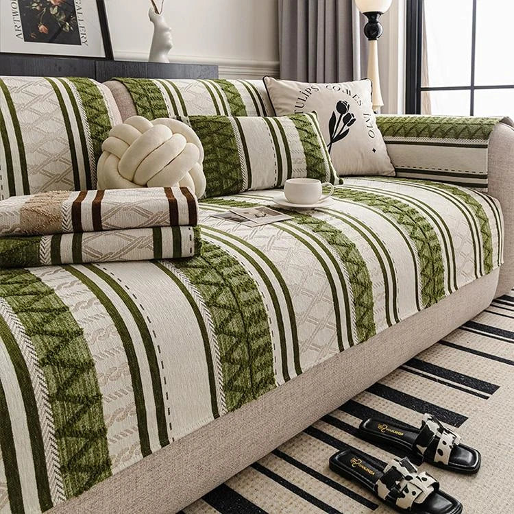 Green Chenille couch cover variant