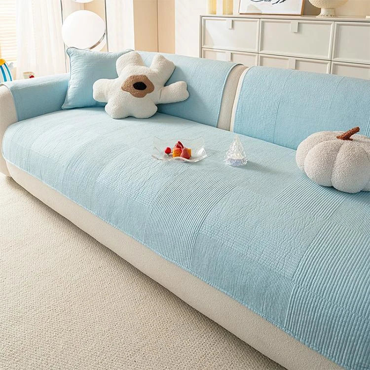 Light blue Cotton couch cover variant