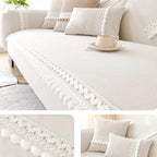 Beige Chenille couch cover variant