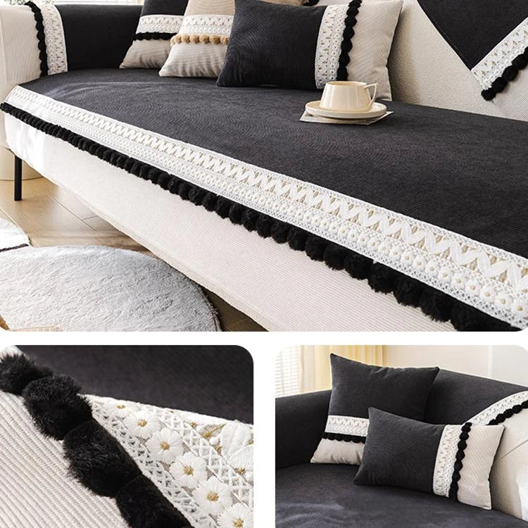 Black Chenille couch cover variant