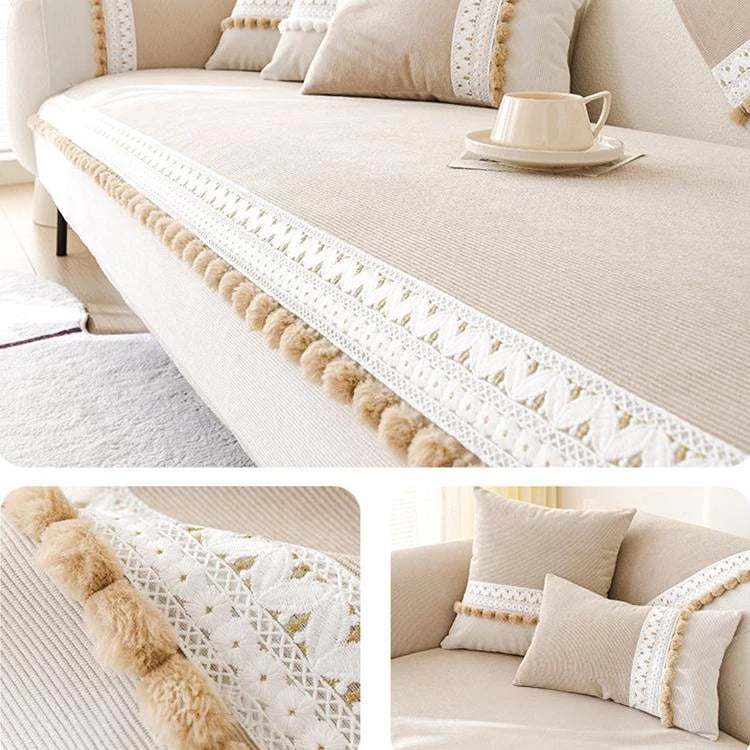 Khaki Chenille couch cover variant