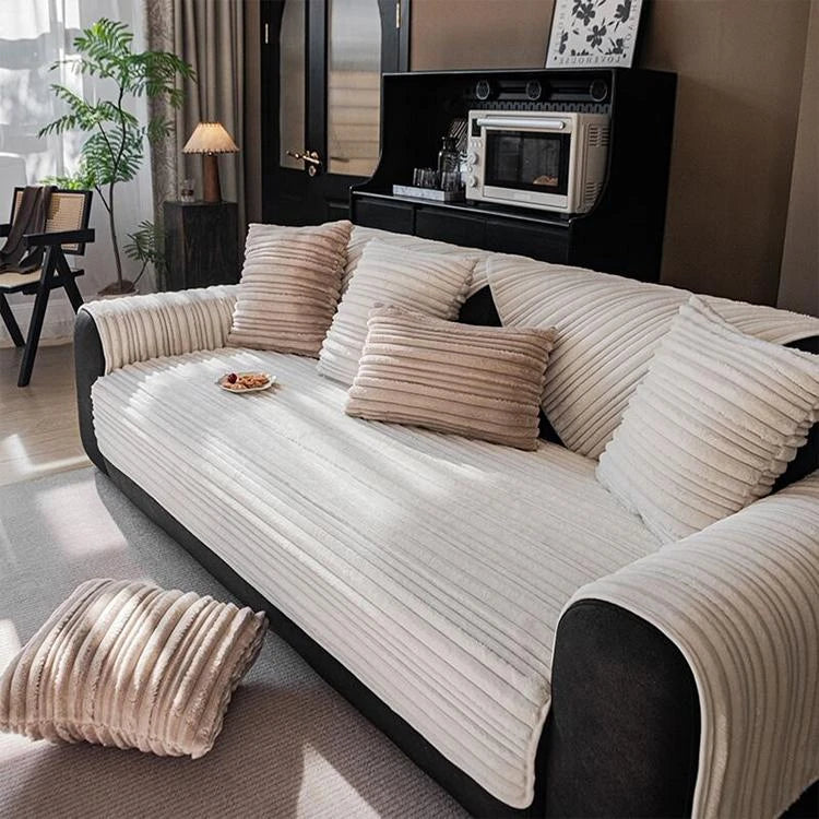 Beige Fleece couch cover variant