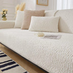 Beige Faux Sherpa couch cover variant