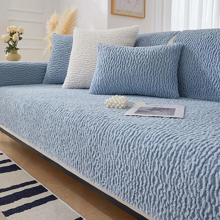 Light blue Faux Sherpa couch cover variant