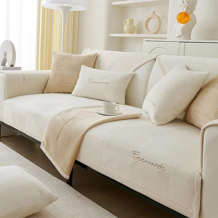 Beige Fleece couch cover variant