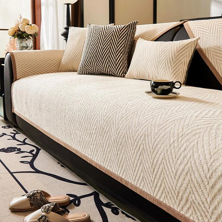 Beige Chenille couch cover variant