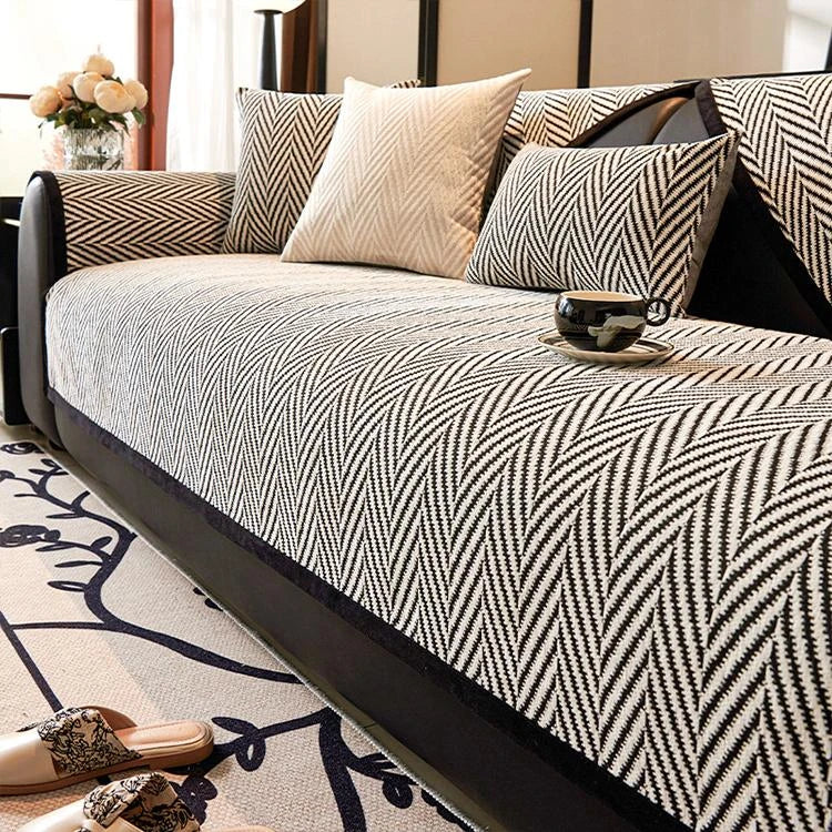Black Chenille couch cover variant