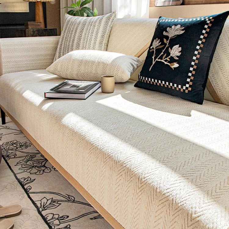 Light brown Chenille couch cover variant