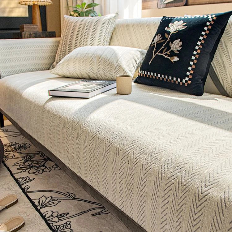 Light gray Chenille couch cover variant