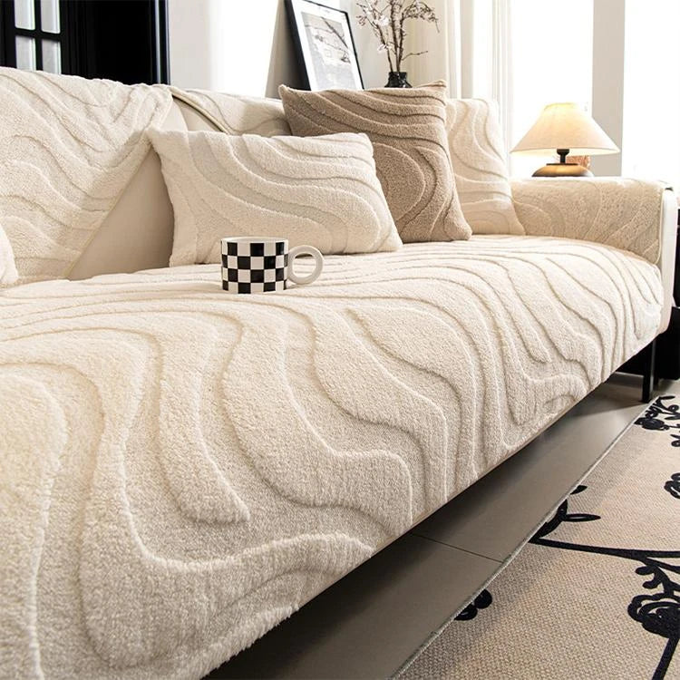 Beige Fleece couch cover variant