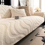 Beige Fleece couch cover variant