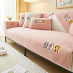 Pink Faux Sherpa couch cover variant