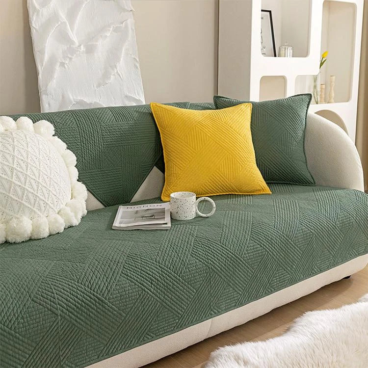 Green Cotton couch cover variant