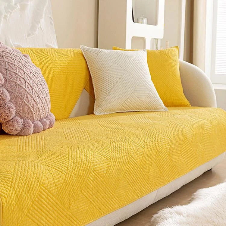 Yellow Cotton couch cover variant