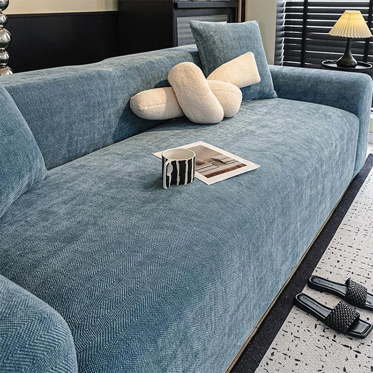 Blue Chenille couch cover variant