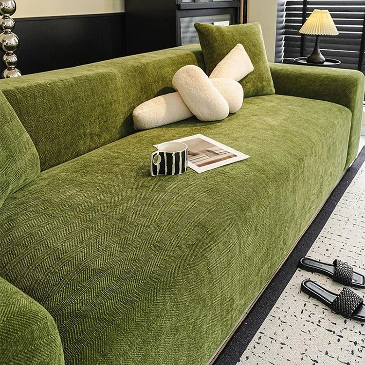 Green Chenille couch cover variant