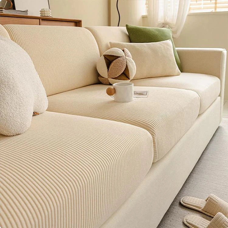 Beige Corduroy couch cover variant