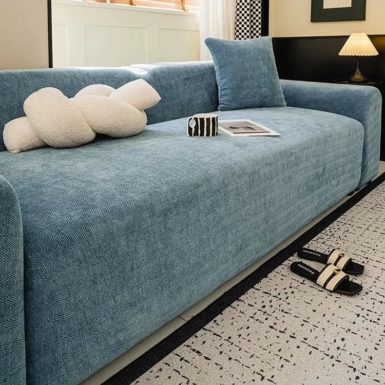 Blue Chenille couch cover variant