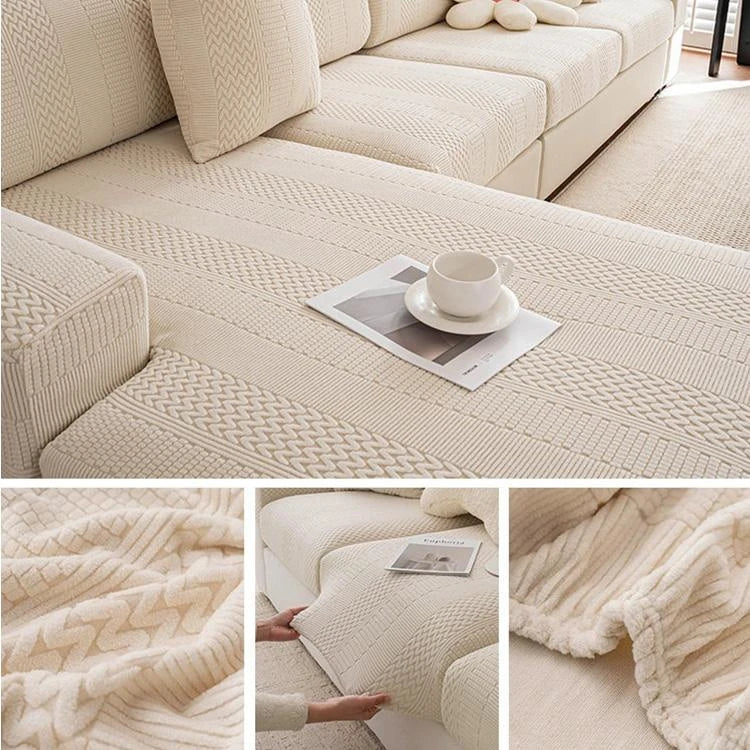 Beige Fleece couch cover variant