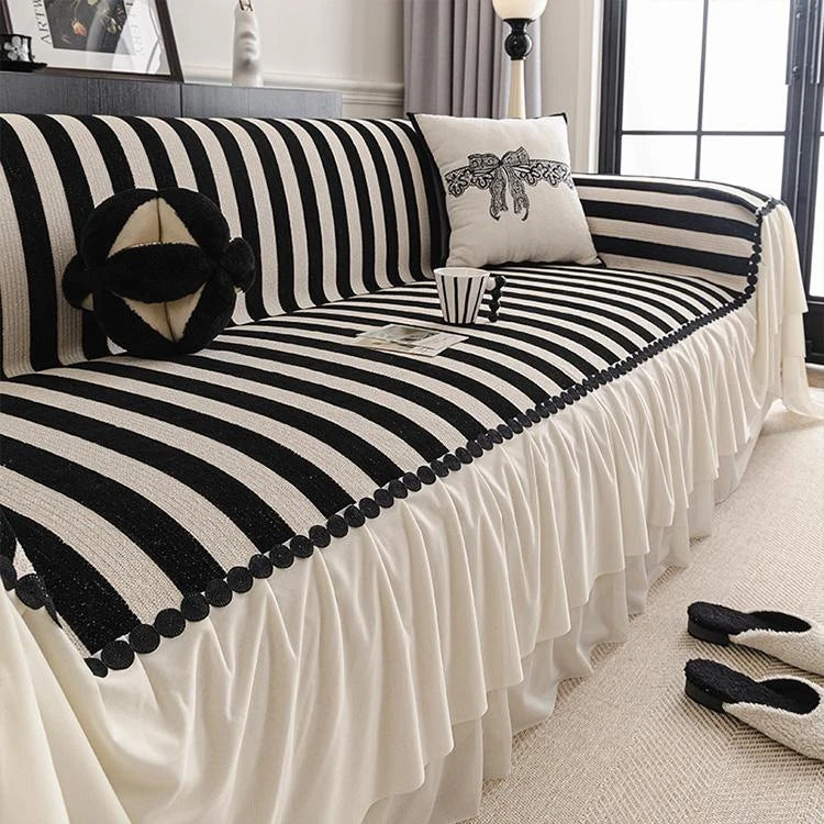 Black Chenille couch cover variant