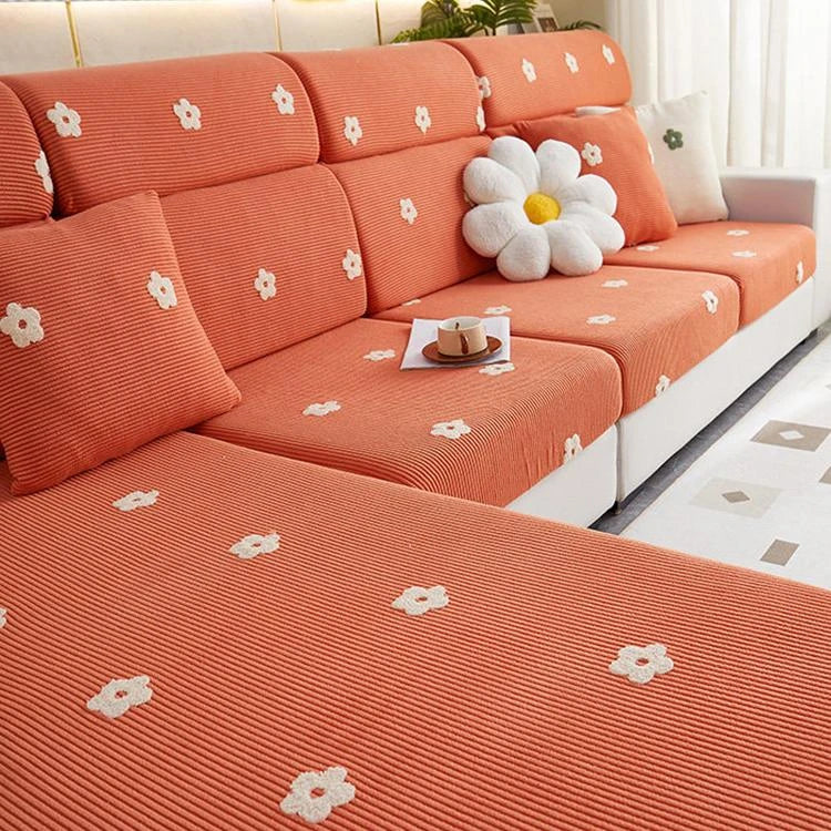 Orange Fleece couch cover variant
