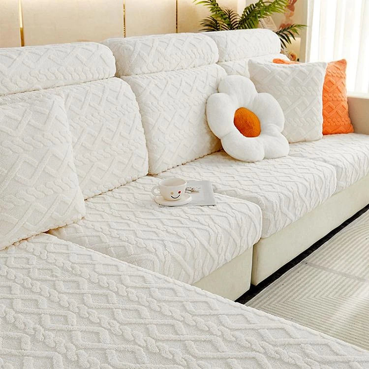 Beige Fleece couch cover variant