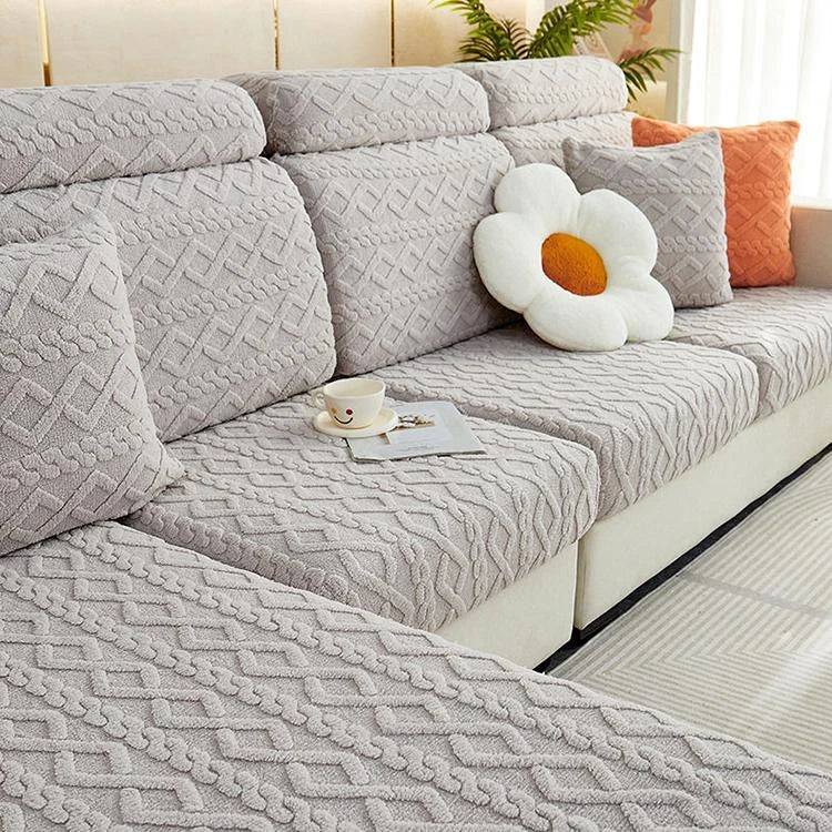 Light gray Fleece couch cover variant