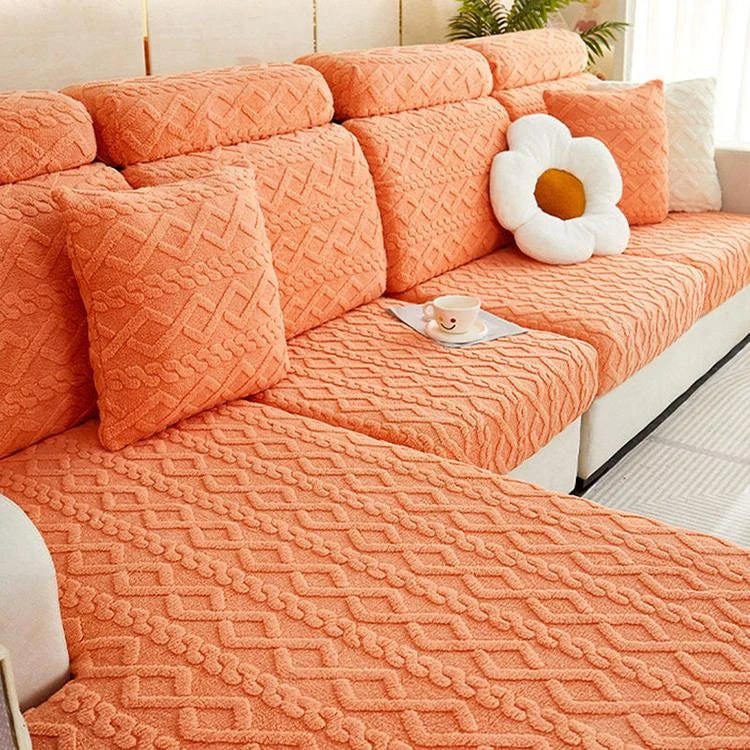 Orange Fleece couch cover variant