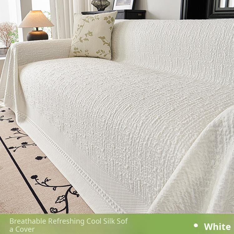 White Ice Silk couch cover variant Main image
