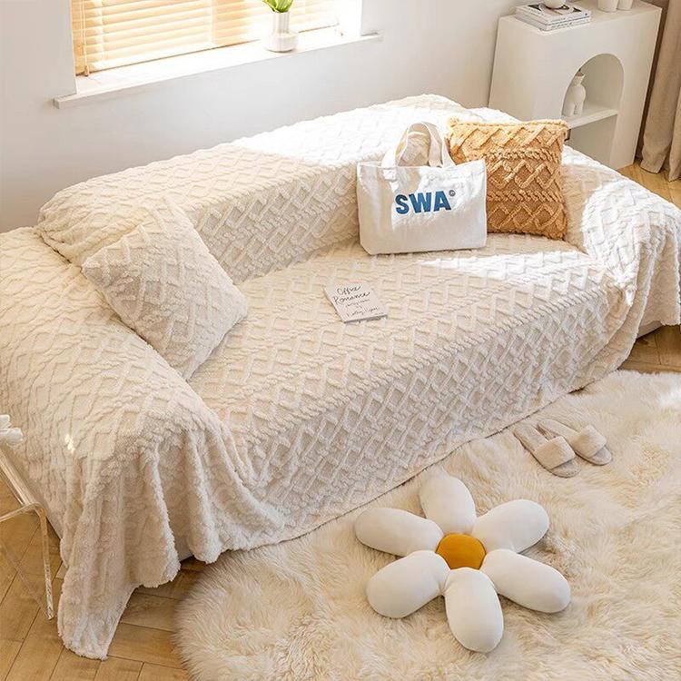 Beige Fleece couch cover variant